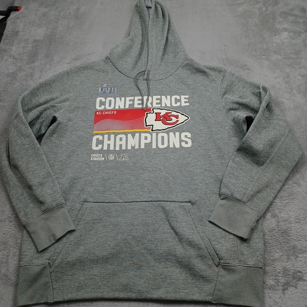 Kansas City Chiefs Sweater Mens XL Gray Nike Pullover Hoodie